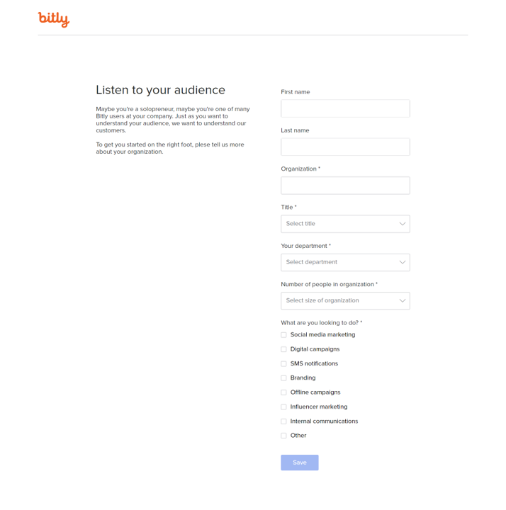 bitly(ビットリー）ユーザ情報の登録