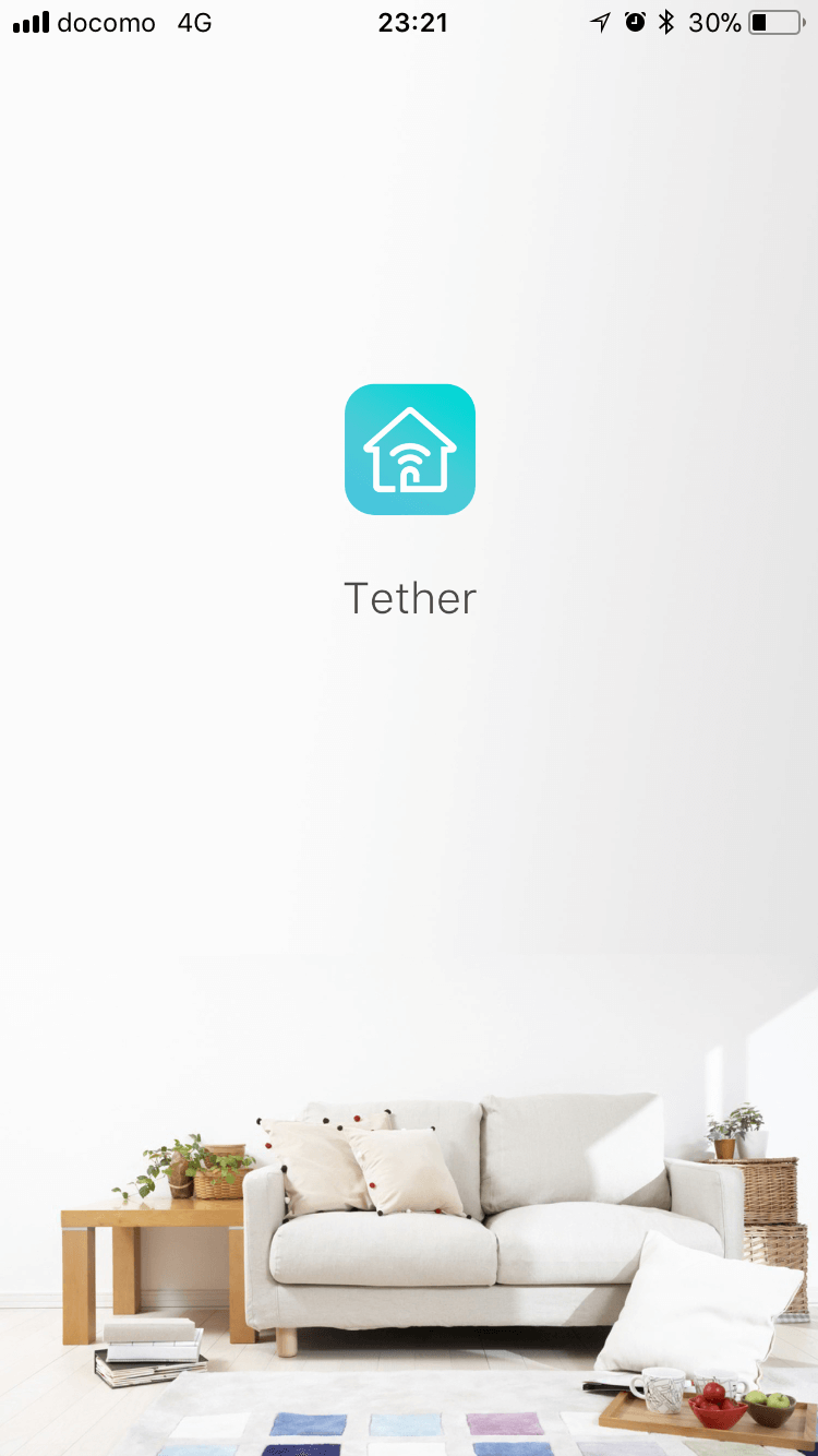 Tetherアプリ起動画面